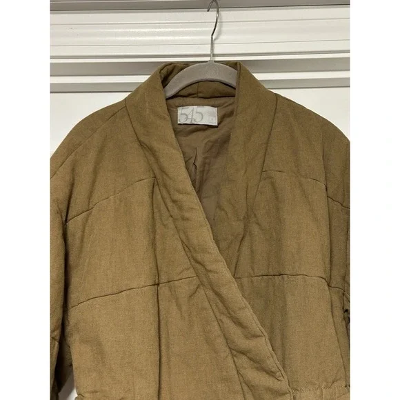 545, Women's Quilted Wrap Coat/Jacket, Khaki Green, Size Small - Picture 2 of 8